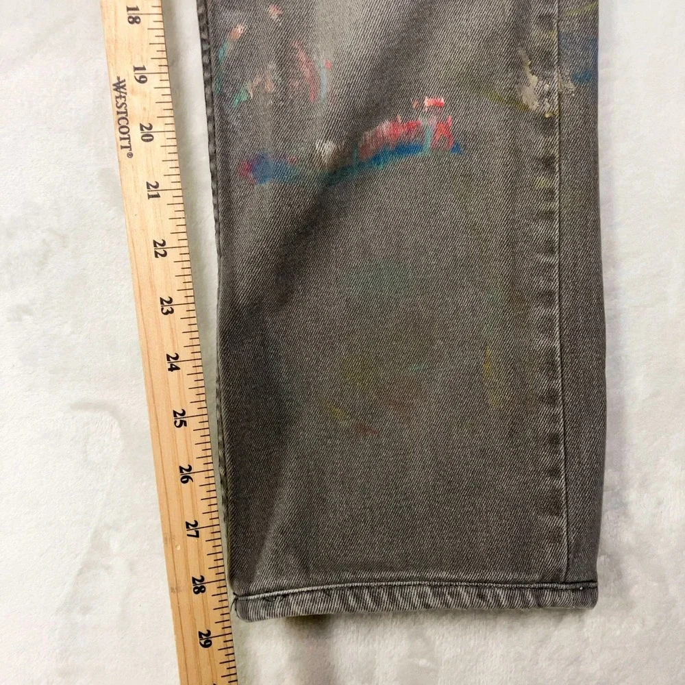 Levi's 65504 Straight Leg Jeans Men 32x29 Gray Upcycled PAINT SPLATTER THRASHED